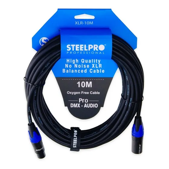 Cable Xlr 10m Balanceado Profesional Macho - Hembra Steelpro