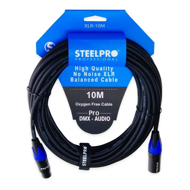 Cable Xlr 10m Balanceado Profesional Macho - Hembra Steelpro