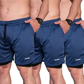 Kit 3 Shorts De Compressão 2 Em 1 Masculino Treino Acaedemia