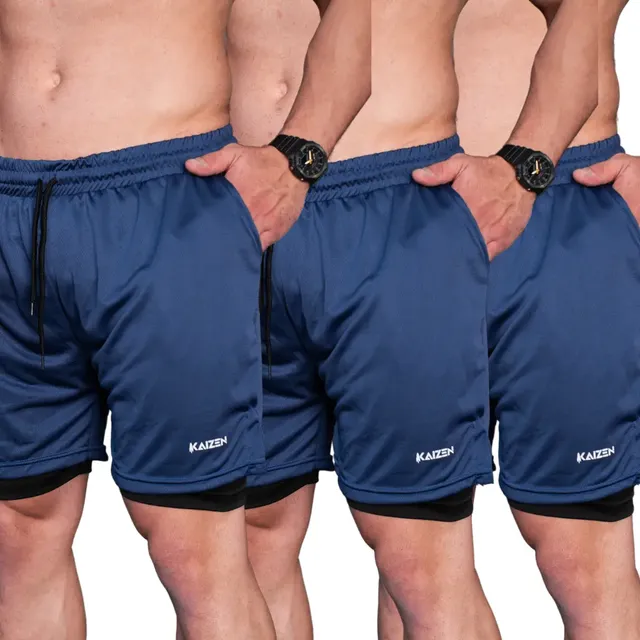 Kit 3 Shorts De Compressão 2 Em 1 Masculino Treino Acaedemia