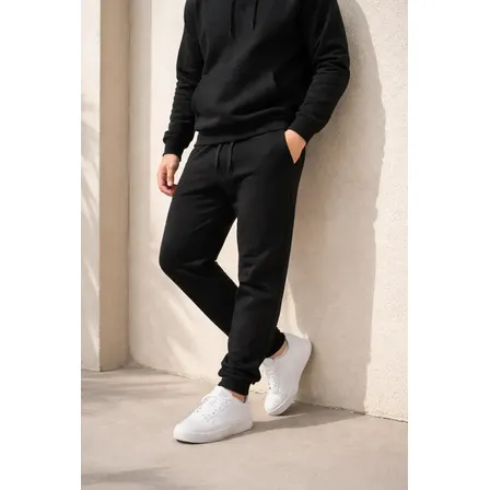 Calça Moletom Masculina Voker Jogger Forrada Com Bolsos Preto G