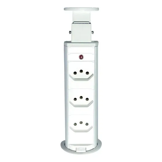 Torre De Tomada Multiplug Retratil Embutir Mesa Ou Bancada