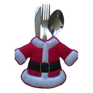 Porta Cubiertos Navideño 12pzas Modelo Abrigo Santa Claus Porta Cubiertos Navideño 12pzas Modelo Abrigo Santa Claus