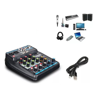 Mini Mezclador Digital, Mezclador De Audio Mp3 Usb De 4 Mini Mezclador Digital, Mezclador De Audio Mp3 Usb De 4