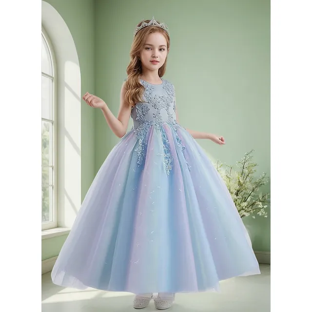 Vestido Azul De Fiesta Elegante Para Niñas Adolescente