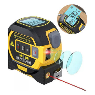 Régua Fita Métrica 5m Telêmetro Laser 3 Em 1 C/ Display Lcd Régua Fita Métrica 5m Telêmetro Laser 3 Em 1 C/ Display Lcd