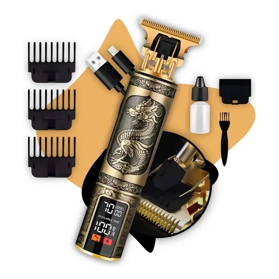 Maquina Maquininha Dragao Acabamento Com visor Display Cortar Cabelo Aparador Barba Pelos Elétrica S