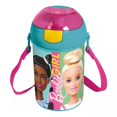 Cantimplora Infantil Escolar Pop Up 450ml Con Correa Color Barbie