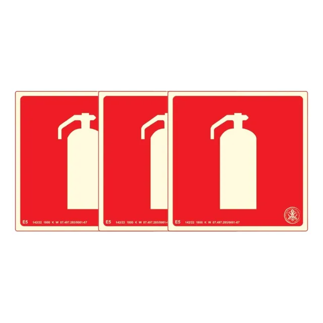 Kit 3 Placas Fotoluminescente Extintor De Incêndio E5 20x20