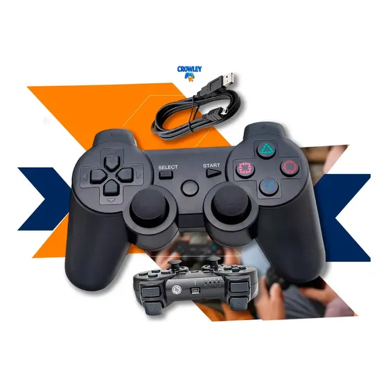 Controle Sem Fio Para Ps3 Joystick Manete Com Cabo Carregador - CROWLEY