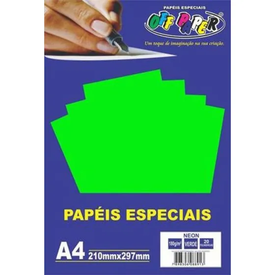 Papel Especial Neon A4 180g 20 Folhas Cores Fortes