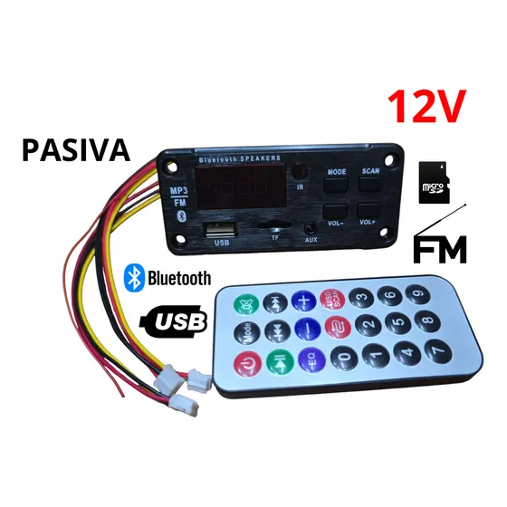 Placa / Modulo De Audio Pasivo 12v Bluetooth,usb, Fm Cod 161