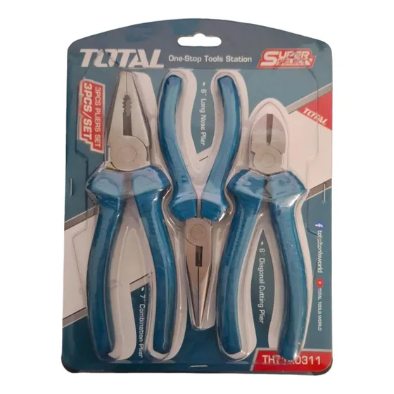 Juego De Alicates 3 Piezas Marca Total Uso Industrial 