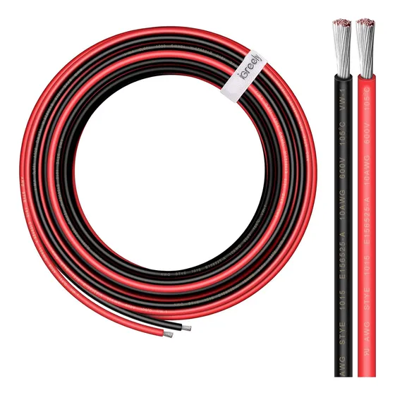 Cable Eléctrico De Cobre Estañado De  10 De 30 Pies, Color R