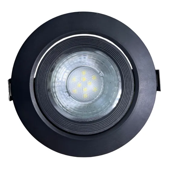 Kit 20 Spots Led Embutir 5w Pp Direcionável Redondo Preto
