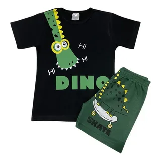 Conjunto Infantil De Verão De Menino 1 Camiseta + 1 Shorts