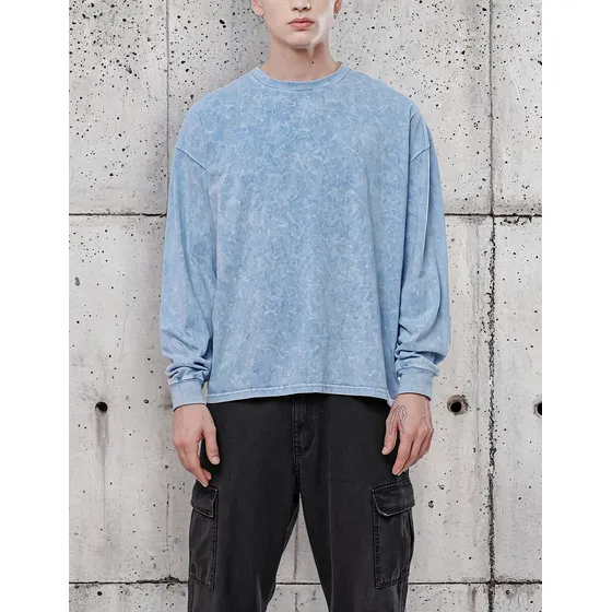 Remera Lisa Wash Effect  Luxo Cuello Redondo Ml Ls27