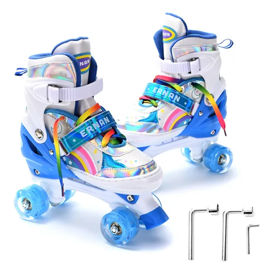 Patines De 4 Ruedas Para Niños Ajustables Con Freno Y Luces