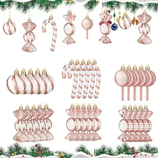 30pcs Adornos De Caramelo Rosa Oro Para Árbol De Navidad 30pcs Adornos De Caramelo Rosa Oro Para Árbol De Navidad