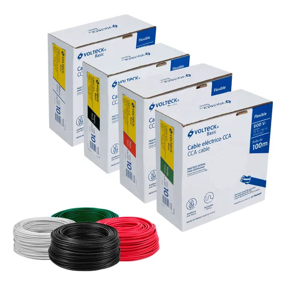 Pack 4 Rollos De Cable Electrico Calibre 10 Con 100m Volteck