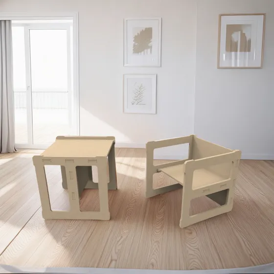 Escritorio Y Silla Niño 2 En 1 Montessori