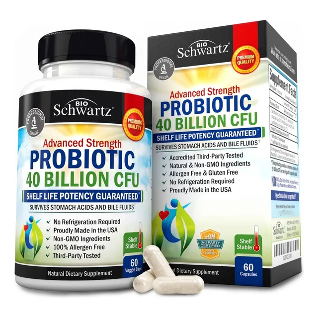 Probioticos 40 Billion Cfu Bioschwartz 60 Cápsulas Veganas