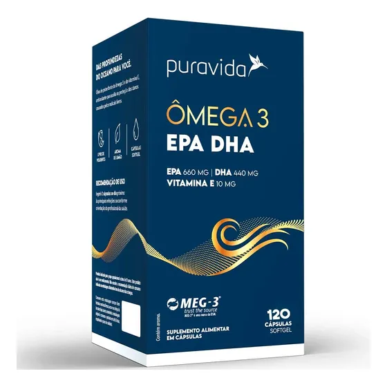 Omega 3 Big Puravida - Epa + Dha + Vit E - 120 Cps /60 Doses