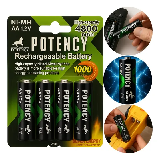 Kit 4 Super Pilha Rearregável Aa 1.2v 4800mah Ni-mh