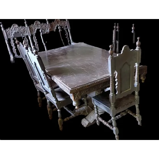 Juego De Comedor Colonial De 6 Puestos, Usado .