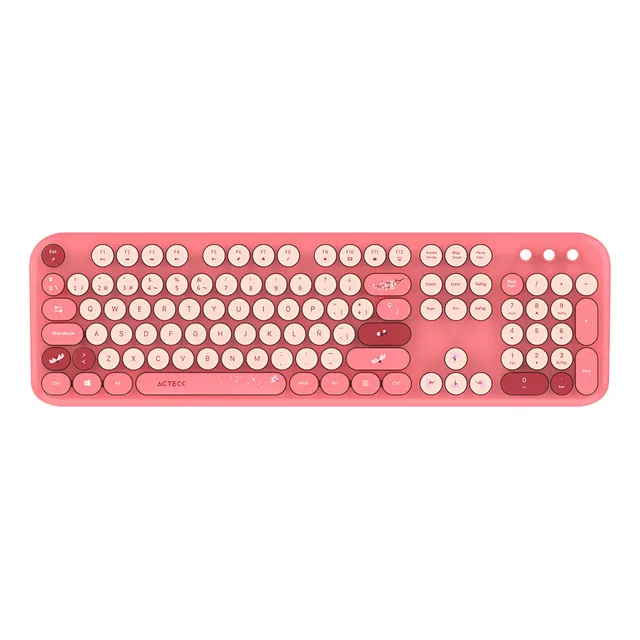 Combo 2 En 1 Inalámbrico Creator Chic K- Colors Mk485 2.4mhz Mouse Coral Teclado Rojo