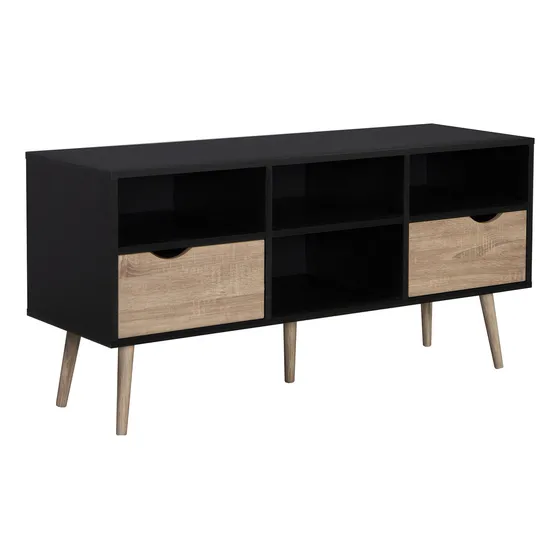 Rack De Tv Top Living Bolonia Black Con Cajones Nórdico Color Negro