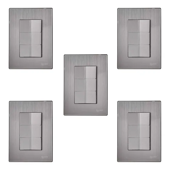 Placa Armada Inox 3 Apagadores Sencillos 1 Modulo Plata 5pzs