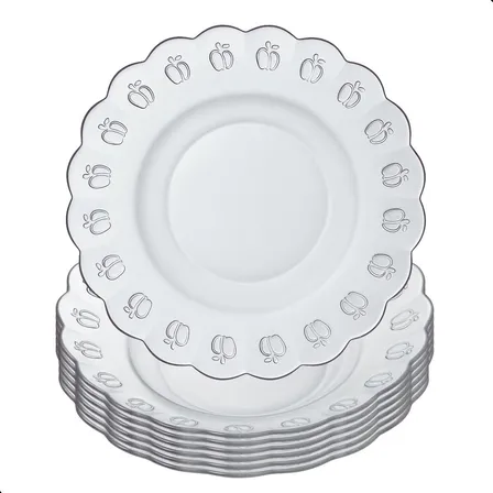 Jogo De Pratos Fundos 12 Peças Em Vidro Para Almoço/janta