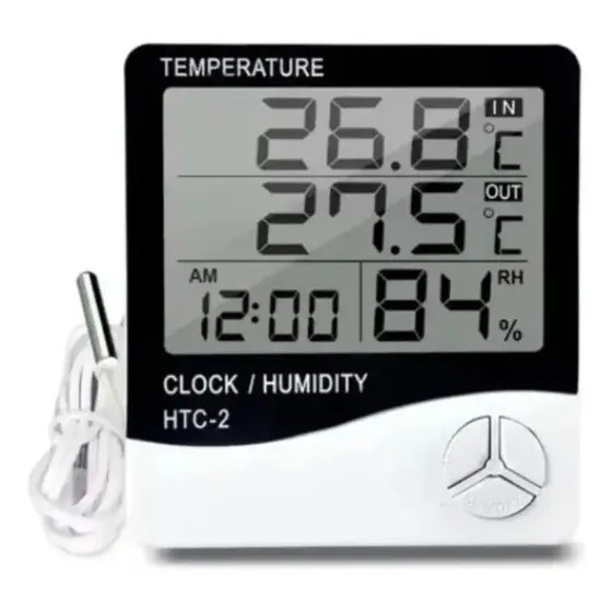 Termohigrómetro Digital Htc-2 Higrometro Termometro Reloj | Cuotas sin interés