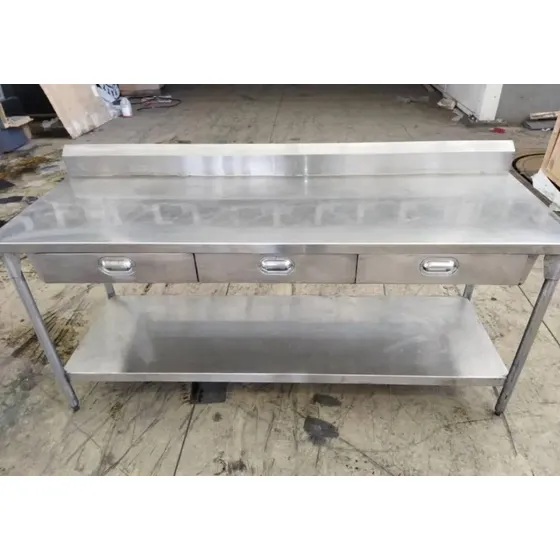 Mesa De Trabajo 100% Acero Inox 2 Mts De Largo Con Gavetas