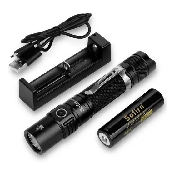Lanterna Tática Sofirn Sp31 V2.0 1200 Lúmens 225m Strobe Lanterna Preta Luz Branco