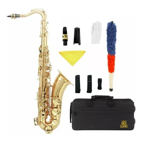 Sax Tenor Konig Dourado Completo C/ Estojo Boquilha Laqueado