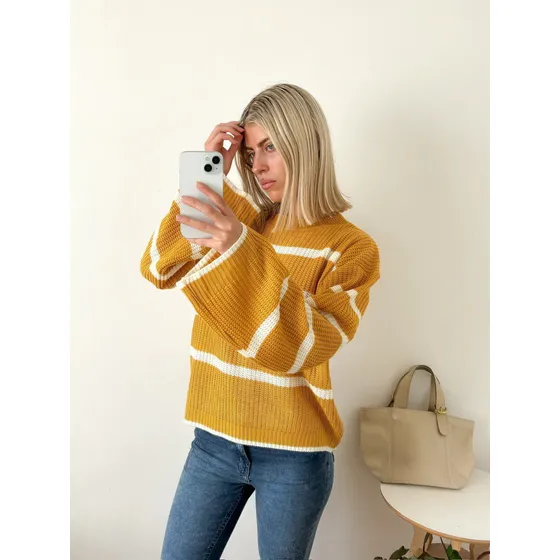 Sweater Cuello Redondo Rayado Manga Campana Lusitana Benka