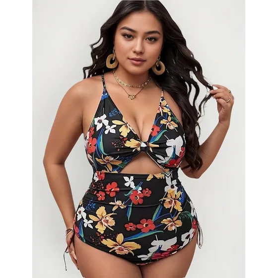 Traje De Baño Para Gorditas Curvy Blusón Falda Y Short