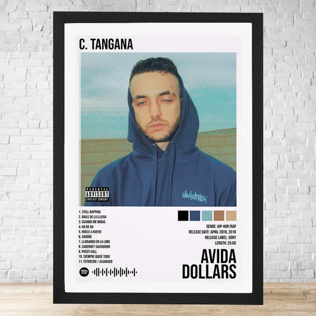 Cuadro C. Tangana Avida Dollars 30x40 C/vidrio Y Marco C799