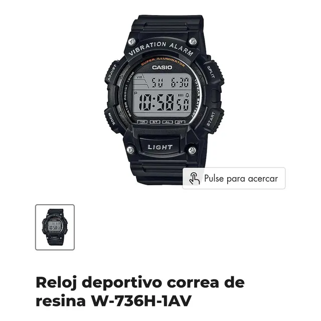 Reloj Casio Deportivo Correa De Resina, Modelo: W-736h-1av