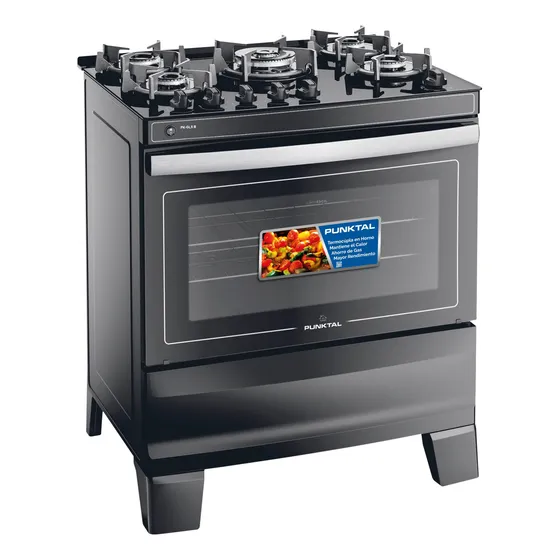 Cocina Punktal Pk-555 Supergas 5 Hornallas Negra Kirkor
