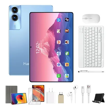 Tablet Android 15 16GB RAM 512GB Memória Tela Grande 11.6 Bateria 8800mAh Wi-fi 5G Jogos Pesados Completo Com Teclado Mouse Azul