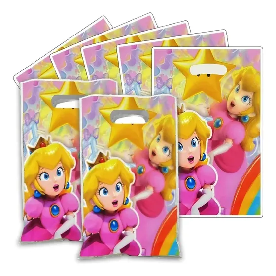 Set 20 Bolsas Para Piñata Dulces Princesa Peach Mario Bross