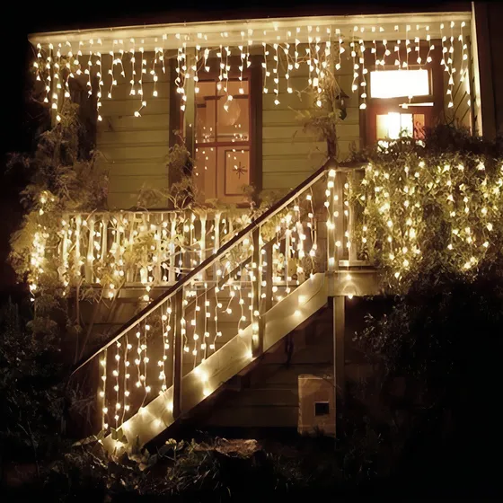 Cascata 400 Leds 10 Metros Luz Branca Quente - Fixo 220v