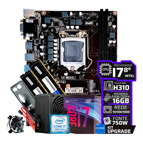Kit Upgrade Intel i7-6700 32GB DDR4 NVMe 512GB Placa Mãe H110 mATX