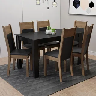 Sala Jantar Madesa Medelin Mesa Tampo Madeira 6 Cadeiras Prs Cor Preto/rustic/sint Preto Mdja060017d8pt Sala Jantar Madesa Medelin Mesa Tampo Madeira 6 Cadeiras Prs Cor Preto/rustic/sint Preto Mdja060017d8pt