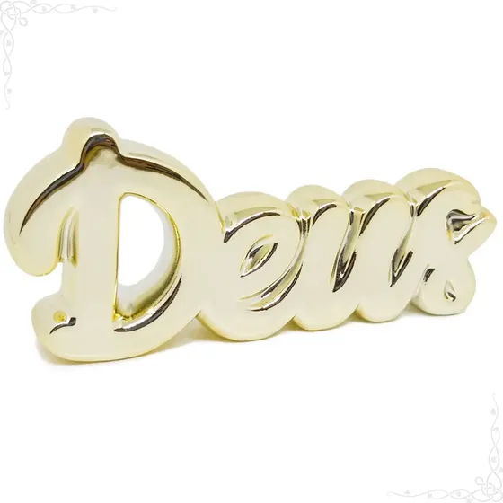 Palavra Decorativa Deus Porcelana Dourada Estatueta Decor Home 14cm