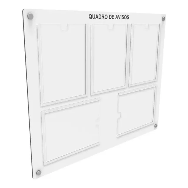 Quadro De Aviso Em Mdf C/ 5 Displays Acrílico Para Folha A4
