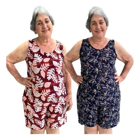 Kit 2 Conjunto Plus Size Feminino Senhora Liganete Estampado